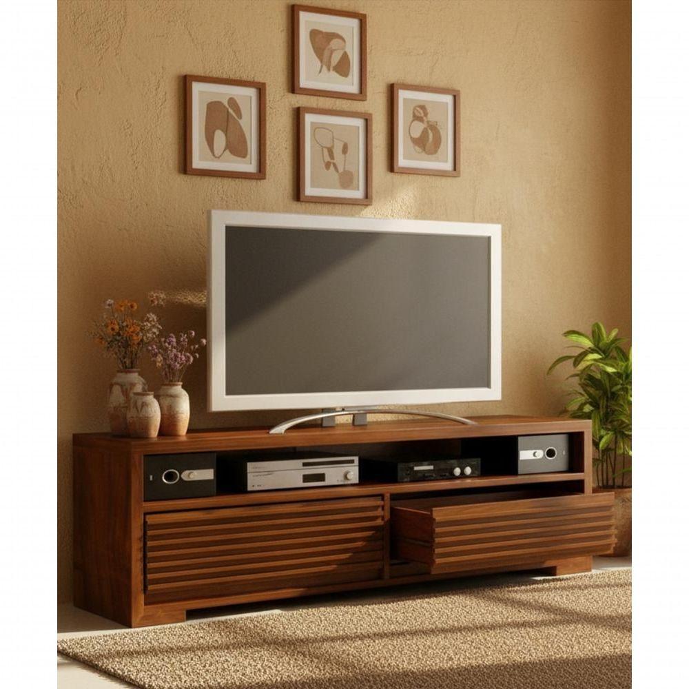 Rack 1,40 X 55 X 50 - 02 Gavetão - Madeira Maciça - Móveis De Gramado - Marrom - 2