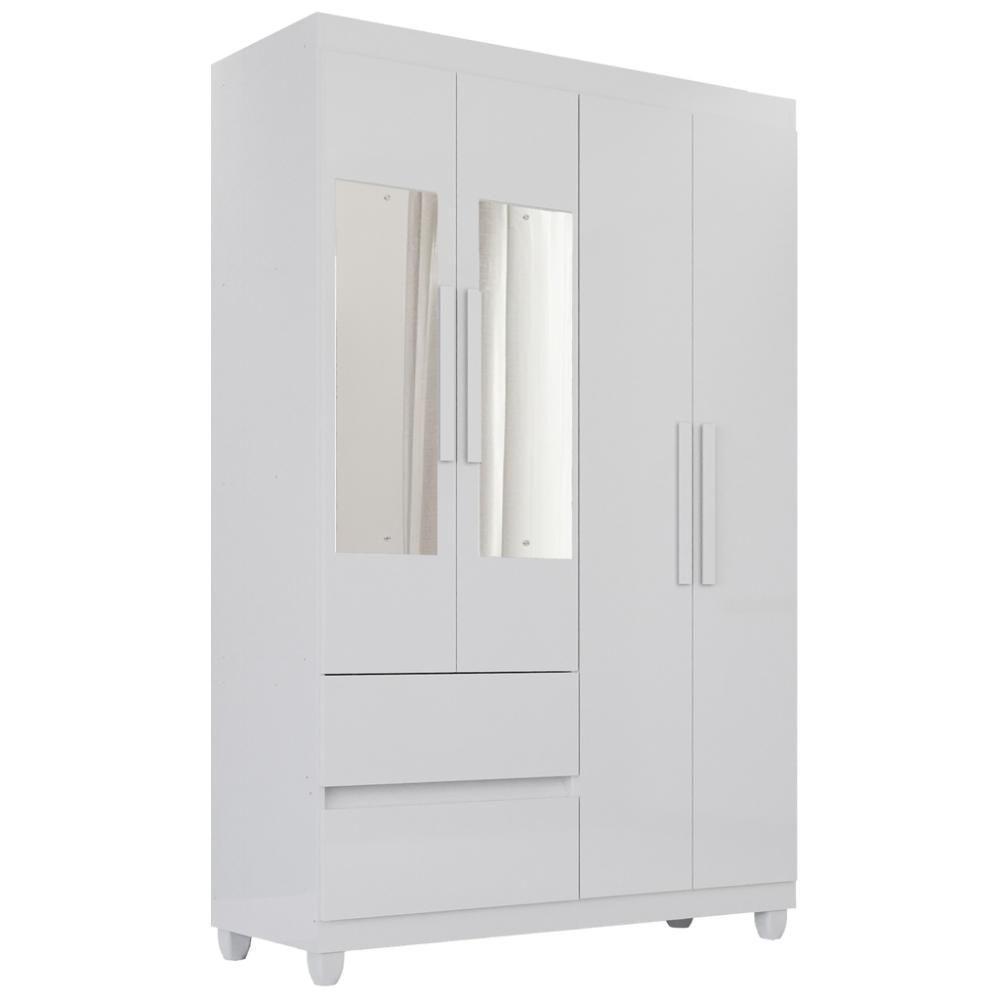 Guarda-roupa De Solteiro Madri 4 Portas 2 Gavetas Com Espelho - 1