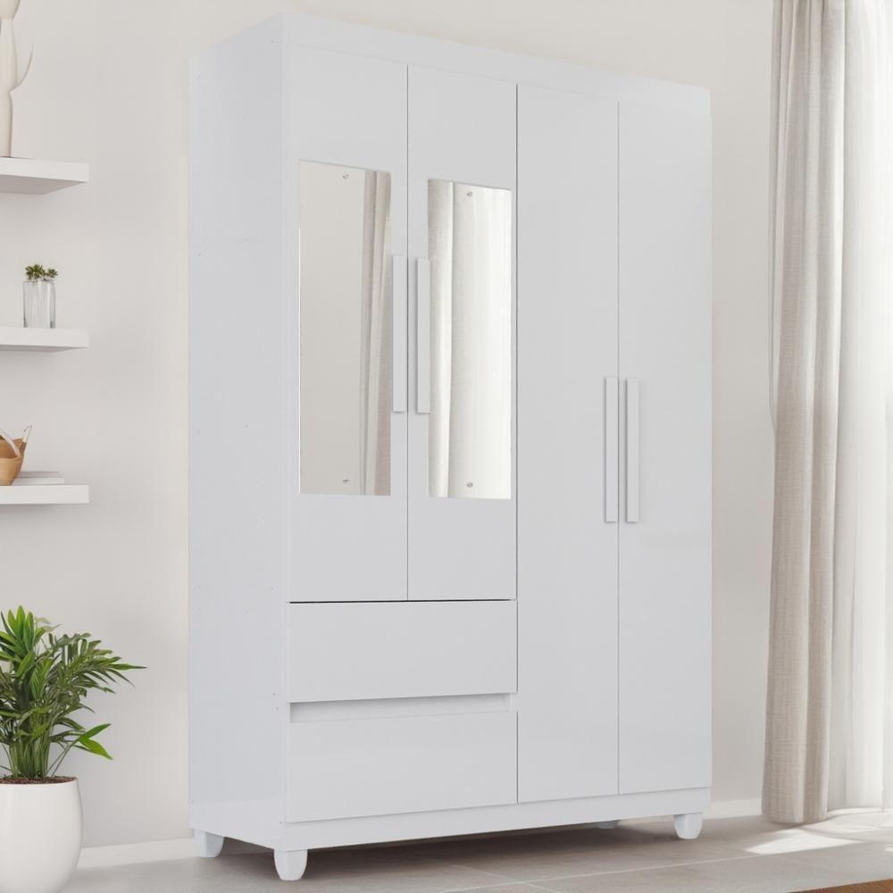 Guarda-roupa De Solteiro Madri 4 Portas 2 Gavetas Com Espelho - 2