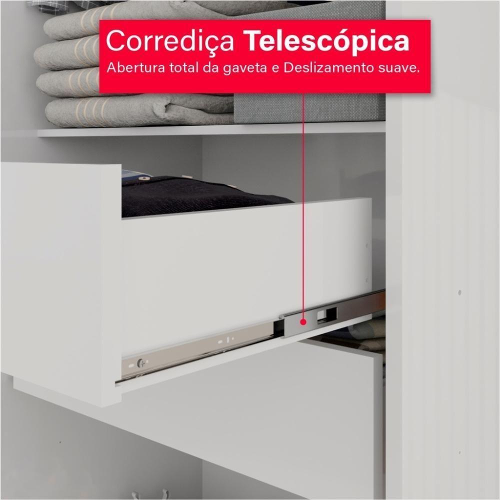 Guarda-roupa De Solteiro Madri 4 Portas 2 Gavetas Com Espelho - 6