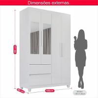 Guarda-roupa De Solteiro Madri 4 Portas 2 Gavetas Com Espelho - 3