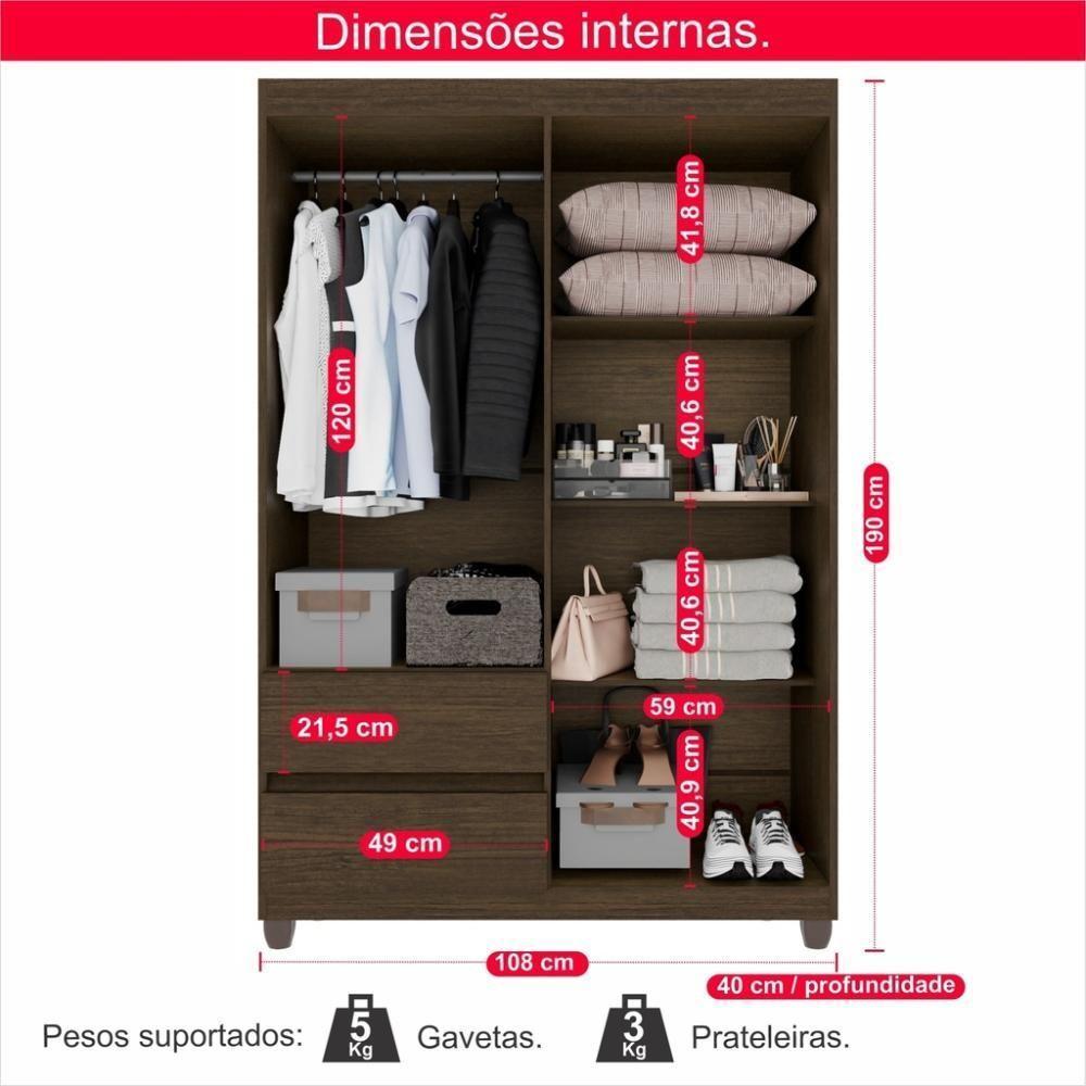 Guarda-roupa De Solteiro Madri 4 Portas 2 Gavetas Com Espelho - 10