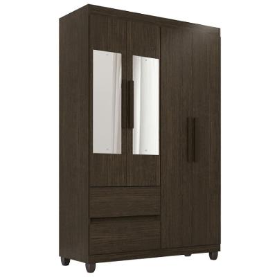 Guarda-roupa De Solteiro Madri 4 Portas 2 Gavetas Com Espelho