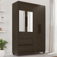 Guarda-roupa De Solteiro Madri 4 Portas 2 Gavetas Com Espelho - 2