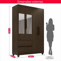 Guarda-roupa De Solteiro Madri 4 Portas 2 Gavetas Com Espelho - 3