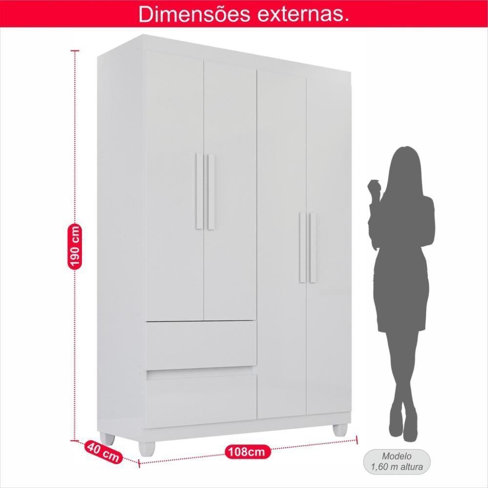 Guarda-roupa De Solteiro Madri 4 Portas 2 Gavetas - 3