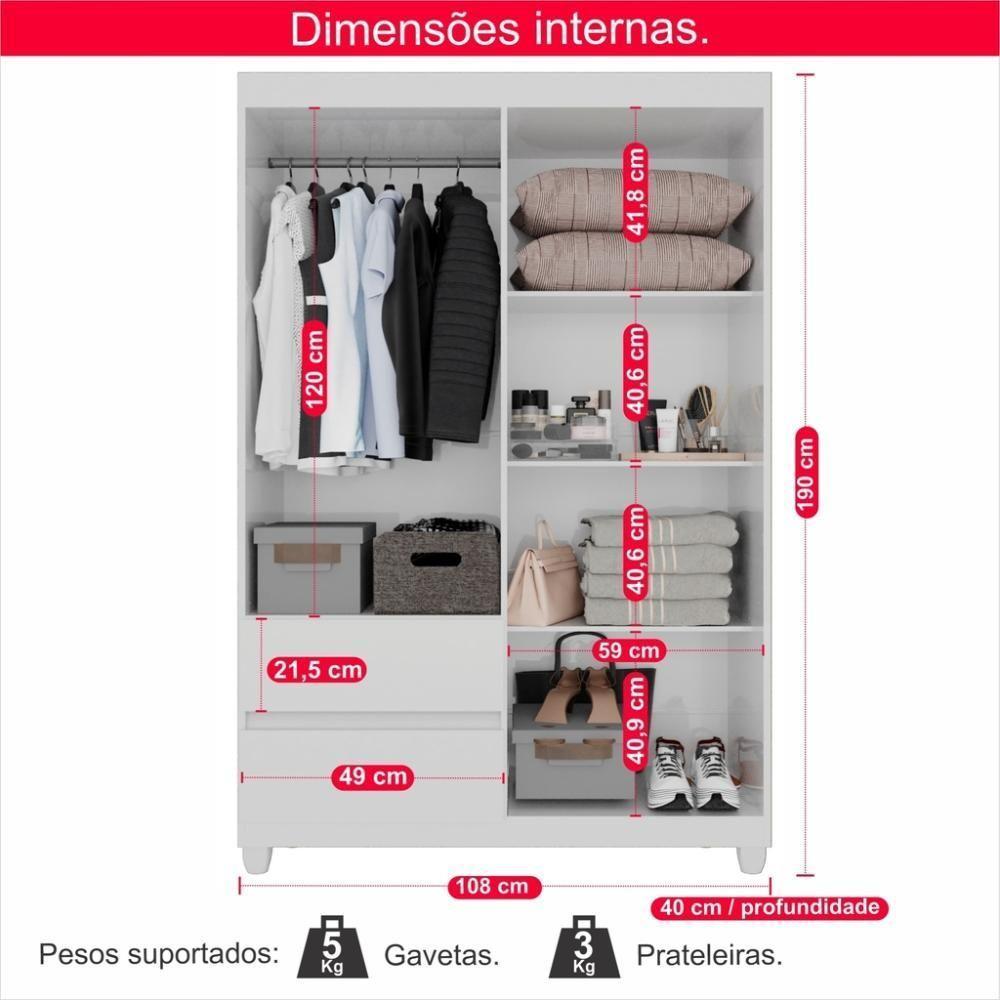 Guarda-roupa De Solteiro Madri 4 Portas 2 Gavetas - 10