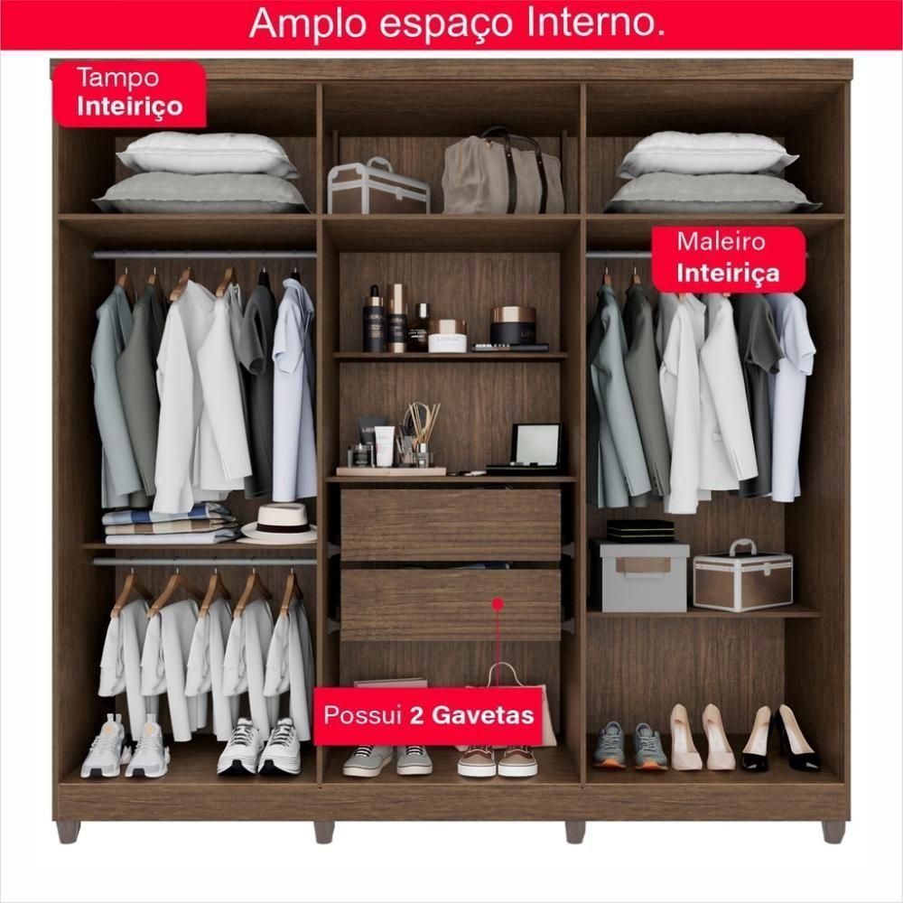 Guarda-roupa De Solteiro 100% Mdf 6 Portas 2 Gavetas Benfica Frison - 10