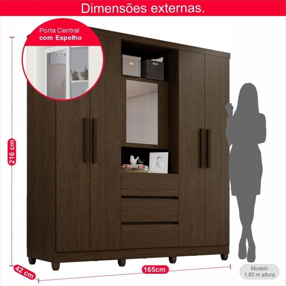 Guarda-roupa De Casal Giga 5 Portas 3 Gavetas - 3