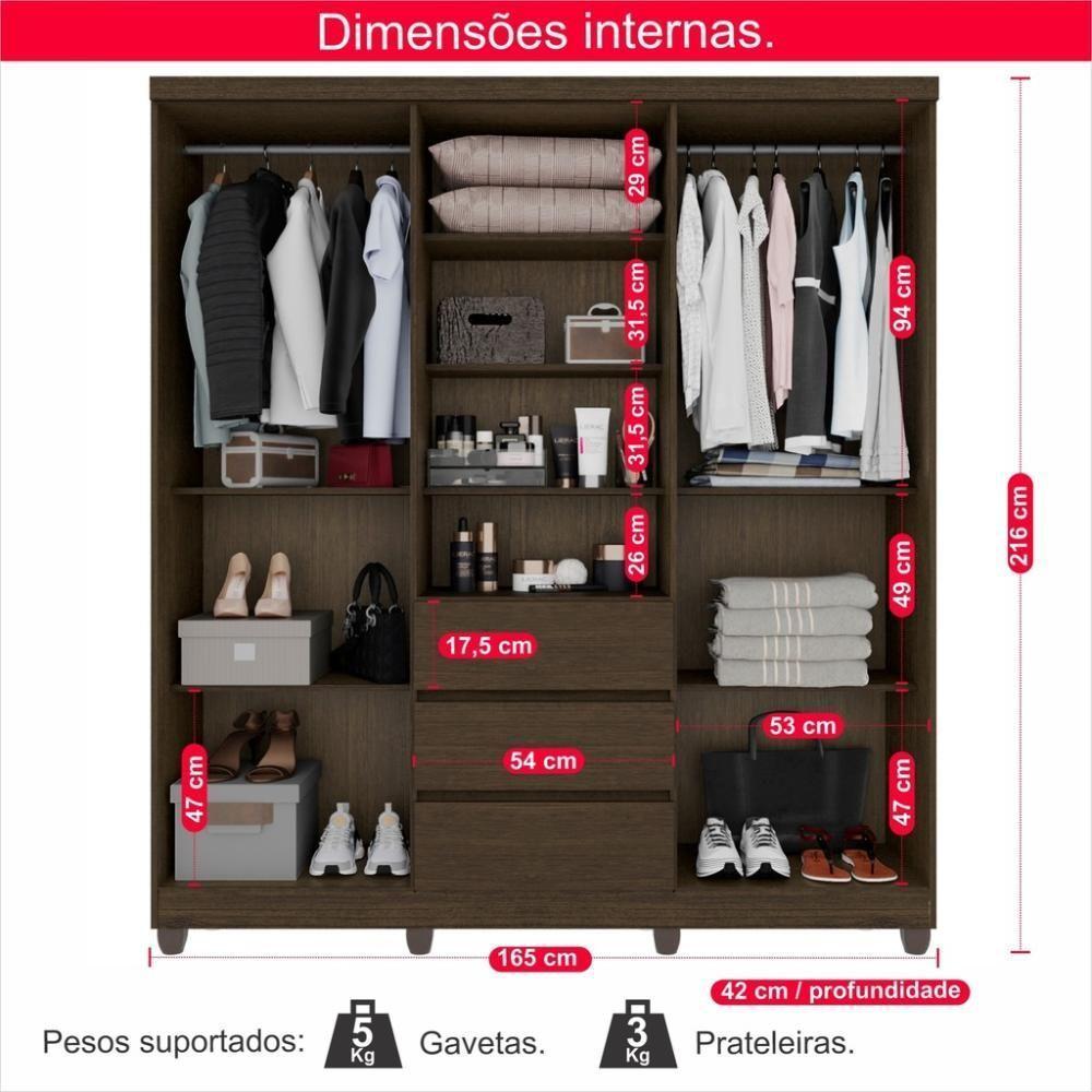 Guarda-roupa De Casal Giga 5 Portas 3 Gavetas - 10