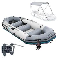 Bote Inflável Intex Mariner 4 Par Remos Bomba Capota Suporte Motor - 1