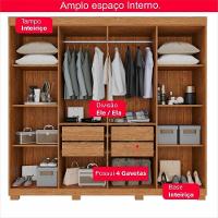 Guarda-roupa De Casal 100% Mdf 8 Portas 4 Gavetas Itália Com Espelho - 9
