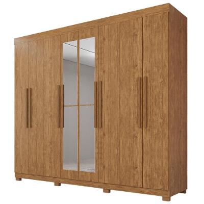 Guarda-roupa De Casal 100% Mdf 8 Portas 4 Gavetas Itália Com Espelho