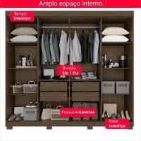 Guarda-roupa De Casal 100% Mdf 8 Portas 4 Gavetas Itália Com Espelho - 9