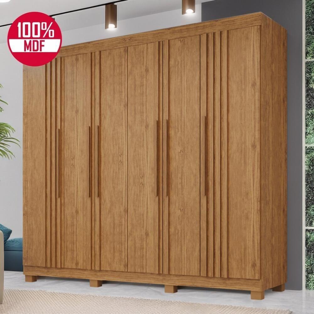 Guarda-roupa De Casal 100% Mdf 6 Portas 4 Gavetas Inglaterra Ripado - 2