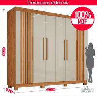 Guarda-roupa De Casal 100% Mdf 6 Portas 4 Gavetas Inglaterra Ripado - 3