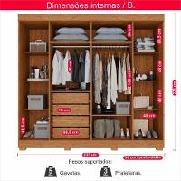 Guarda-roupa De Casal 100% Mdf 6 Portas 4 Gavetas Inglaterra Ripado - 9