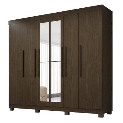Guarda-roupa De Casal 100% Mdf 6 Portas 4 Gavetas Inglaterra Com Espelho