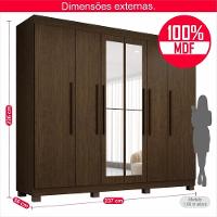 Guarda-roupa De Casal 100% Mdf 6 Portas 4 Gavetas Inglaterra Com Espelho - 3