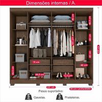 Guarda-roupa De Casal 100% Mdf 6 Portas 4 Gavetas Inglaterra Com Espelho - 9