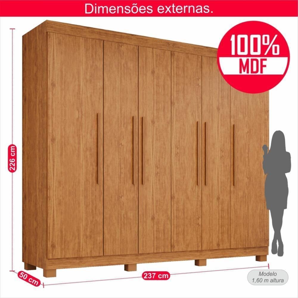 Guarda-roupa De Casal 100% Mdf 6 Portas 4 Gavetas Inglaterra - 3