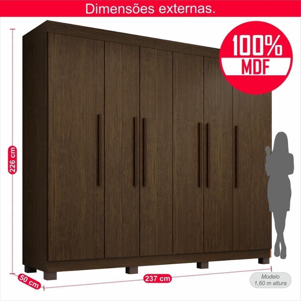 Guarda-roupa De Casal 100% Mdf 6 Portas 4 Gavetas Inglaterra - 4