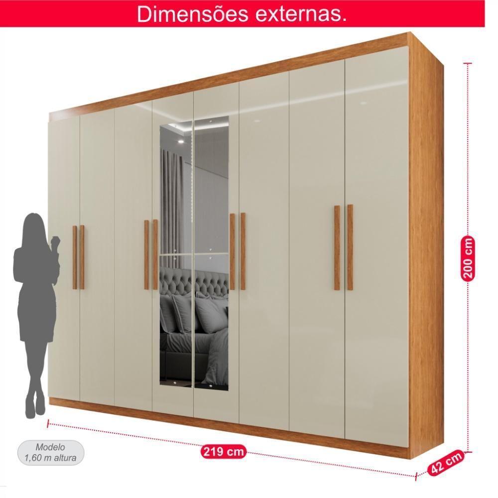 Guarda-roupa Casal 100% Mdf 8 Portas E 4 Gavetas Herrera Com Espelho - 2