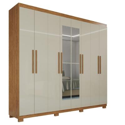 Guarda-roupa Casal 100% Mdf 8 Portas E 4 Gavetas Heros Com Espelho