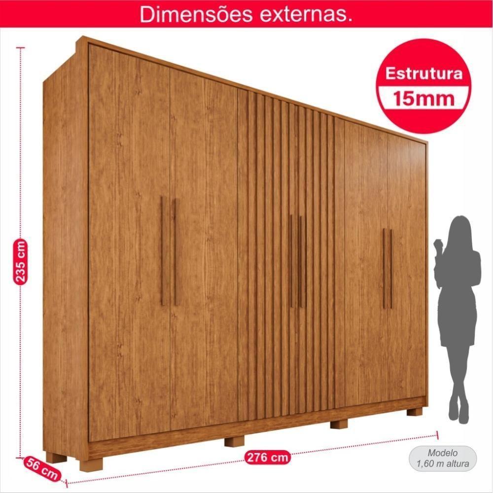 Guarda-roupa Casal 100% Mdf 6 Portas E 6 Gavetas Premium Ripado - 3
