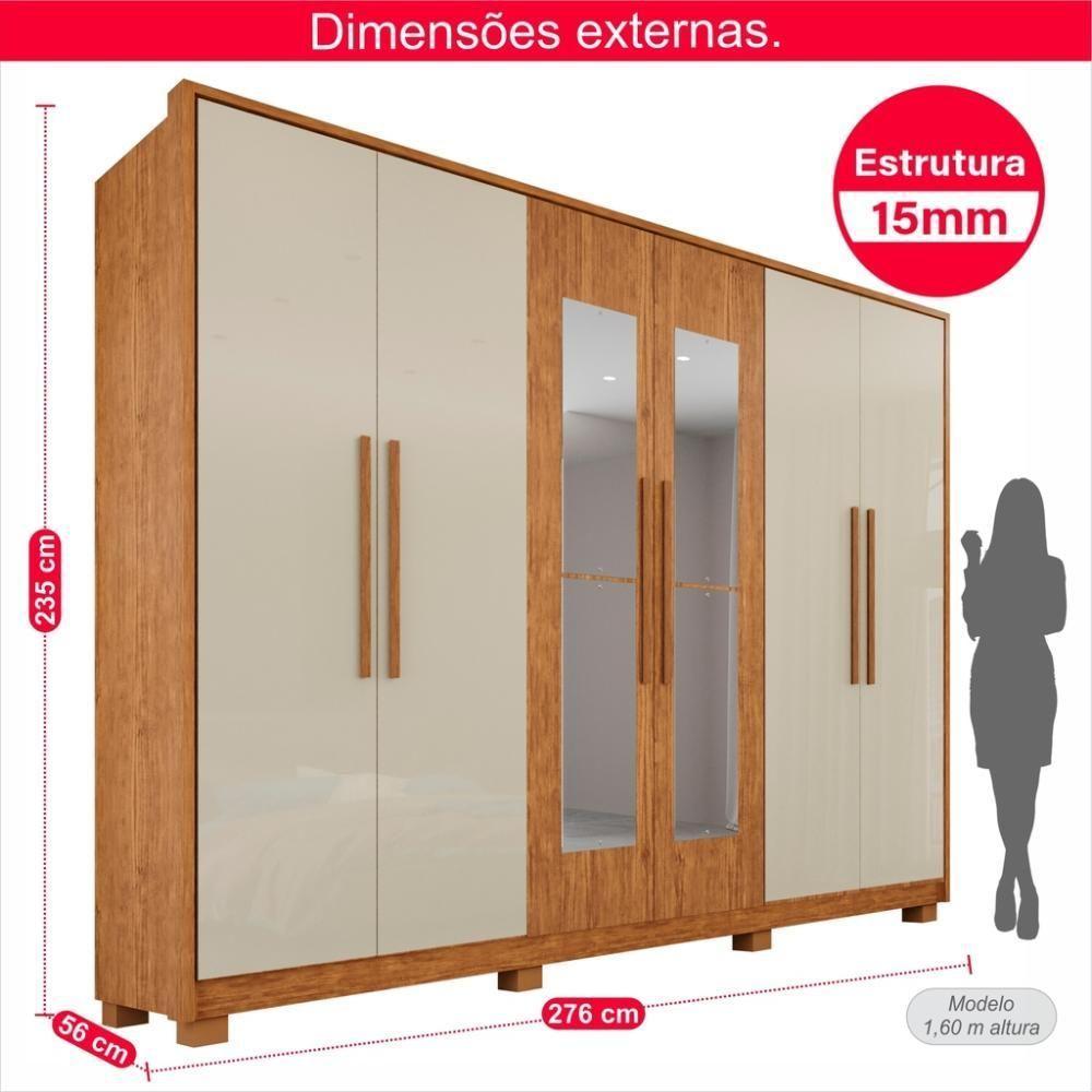 Guarda-roupa Casal 100% Mdf 6 Portas E 6 Gavetas Premium Com Espelho - 3