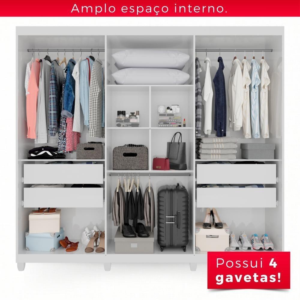 Guarda-roupa Casal 100% Mdf 6 Portas E 4 Gavetas Espanha Com Espelho - 4