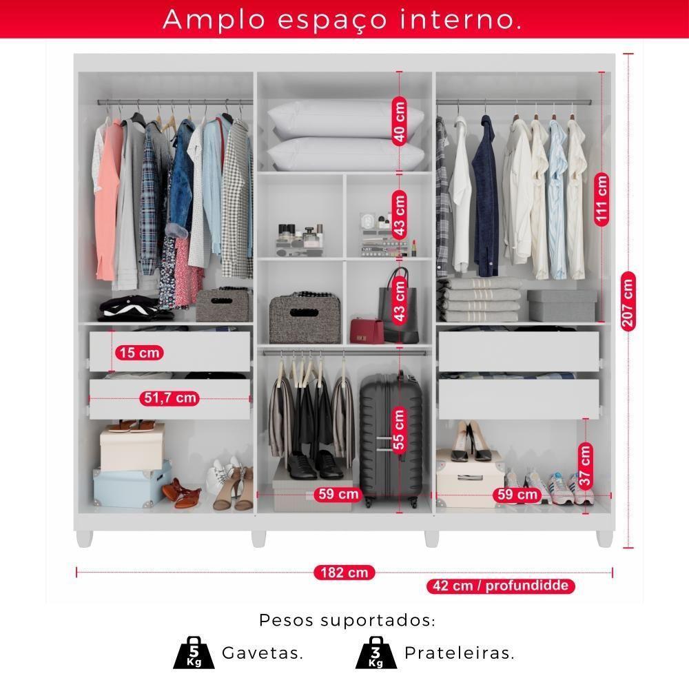 Guarda-roupa Casal 100% Mdf 6 Portas E 4 Gavetas Espanha Com Espelho - 5