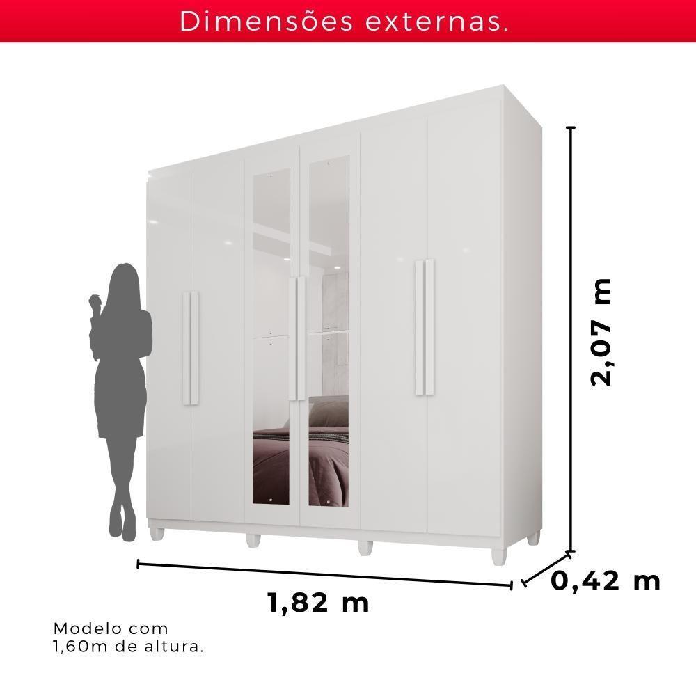 Guarda-roupa Casal 100% Mdf 6 Portas E 4 Gavetas Espanha Com Espelho - 7