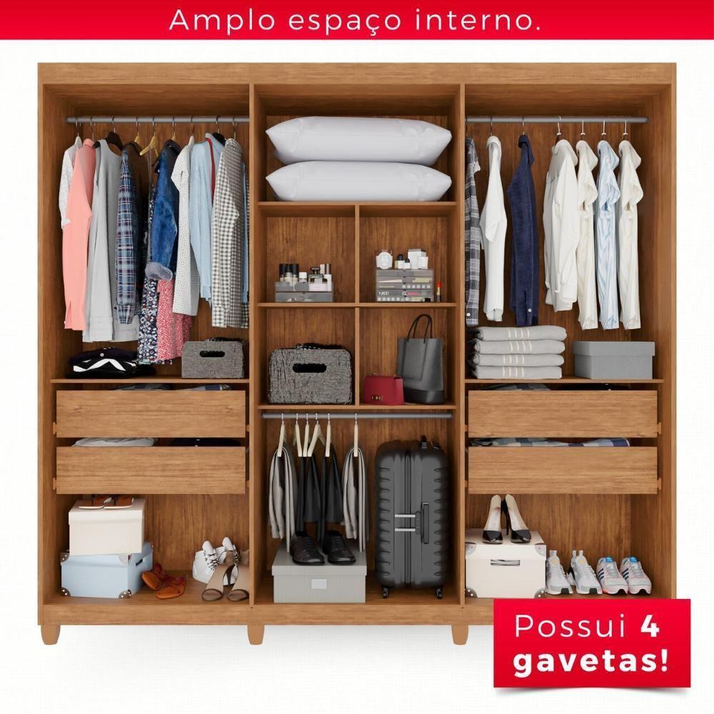 Guarda-roupa Casal 100% Mdf 6 Portas E 4 Gavetas Espanha Com Espelho - 10