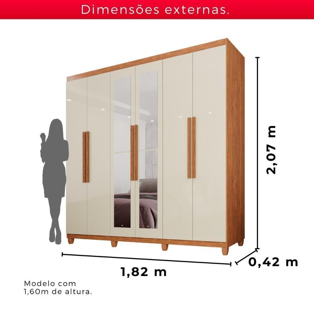 Guarda-roupa Casal 100% Mdf 6 Portas E 4 Gavetas Espanha Com Espelho - 3