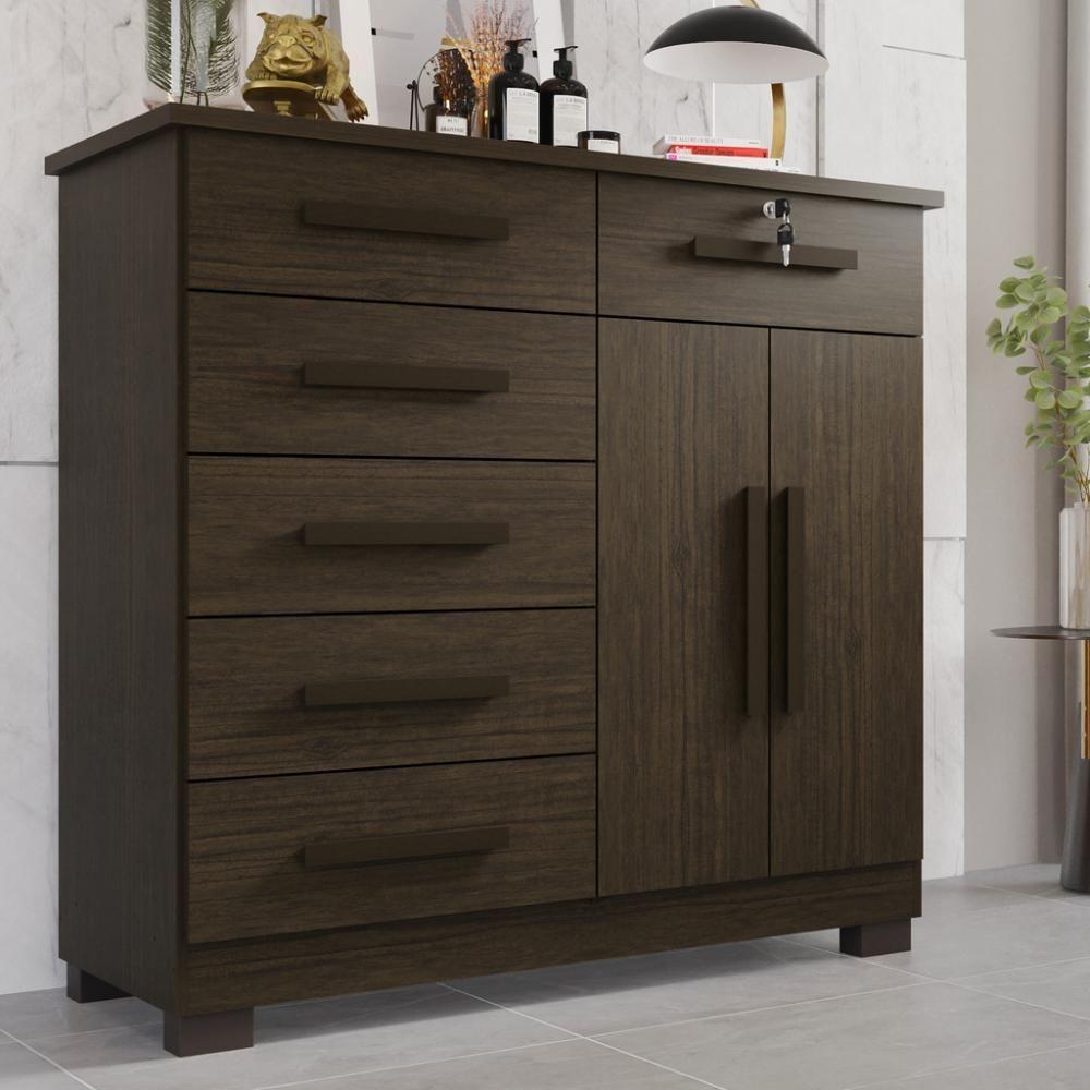 Cômoda 02 Portas 06 Gavetas E 01 Chave Itália Com Sapateira - 4