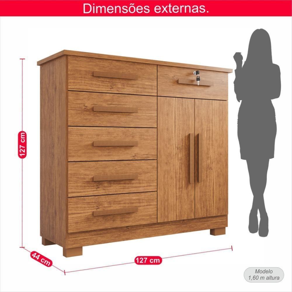 Cômoda 02 Portas 06 Gavetas E 01 Chave Itália Com Sapateira - 5