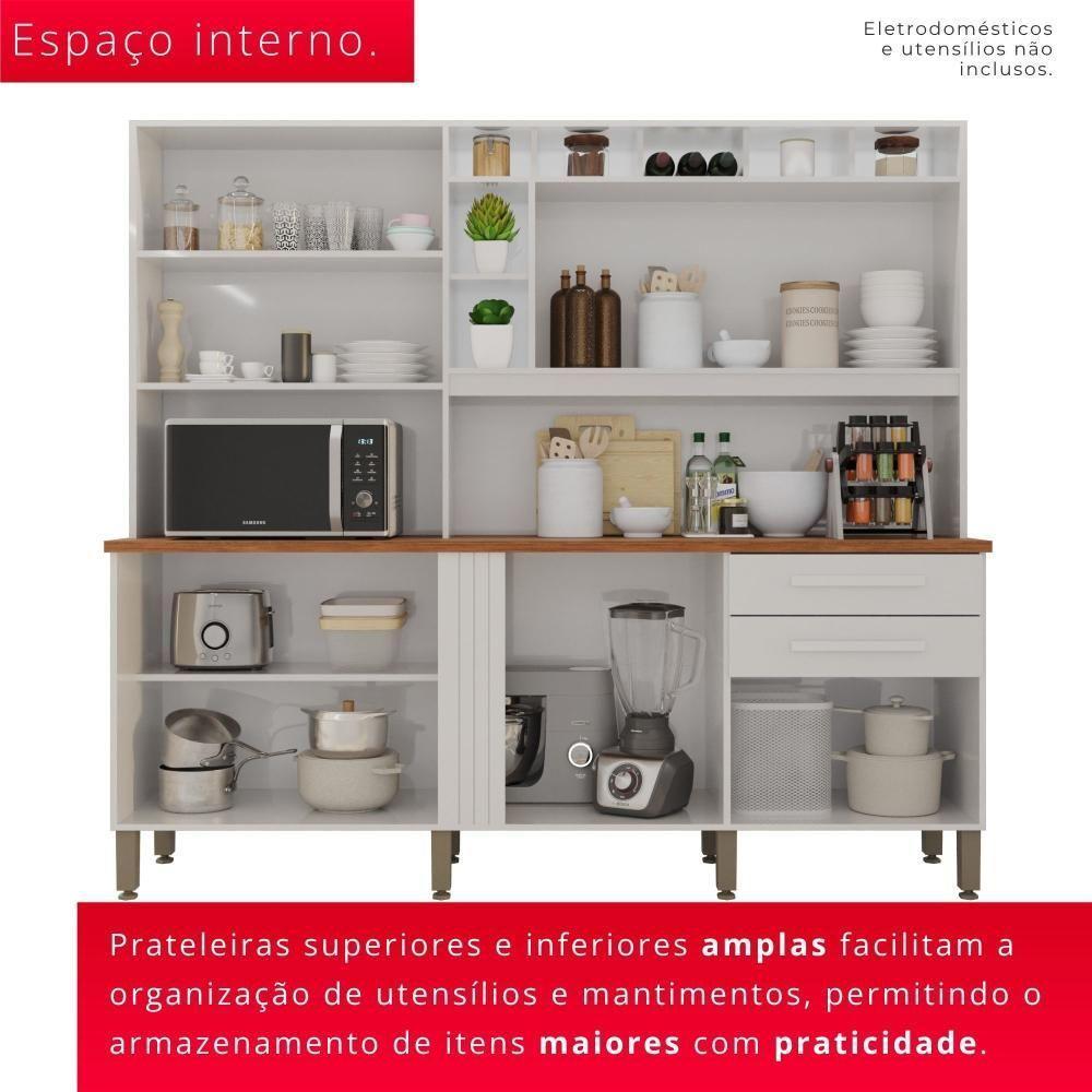 Cozinha 8 Portas 2 Gavetas Aurora Branca Com Espelho - 4
