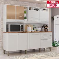 Cozinha 8 Portas 2 Gavetas Aurora Branca Com Espelho - 1