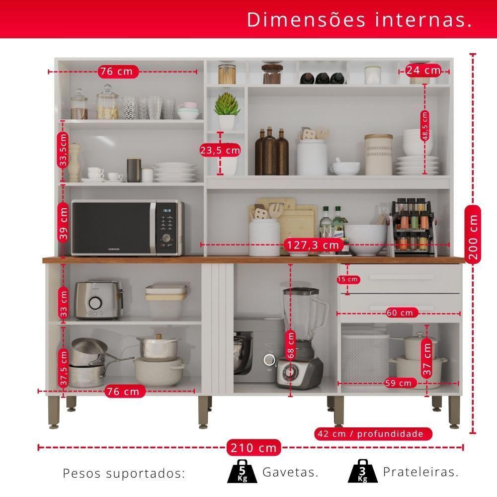 Cozinha 8 Portas 2 Gavetas Aurora Branca - 2