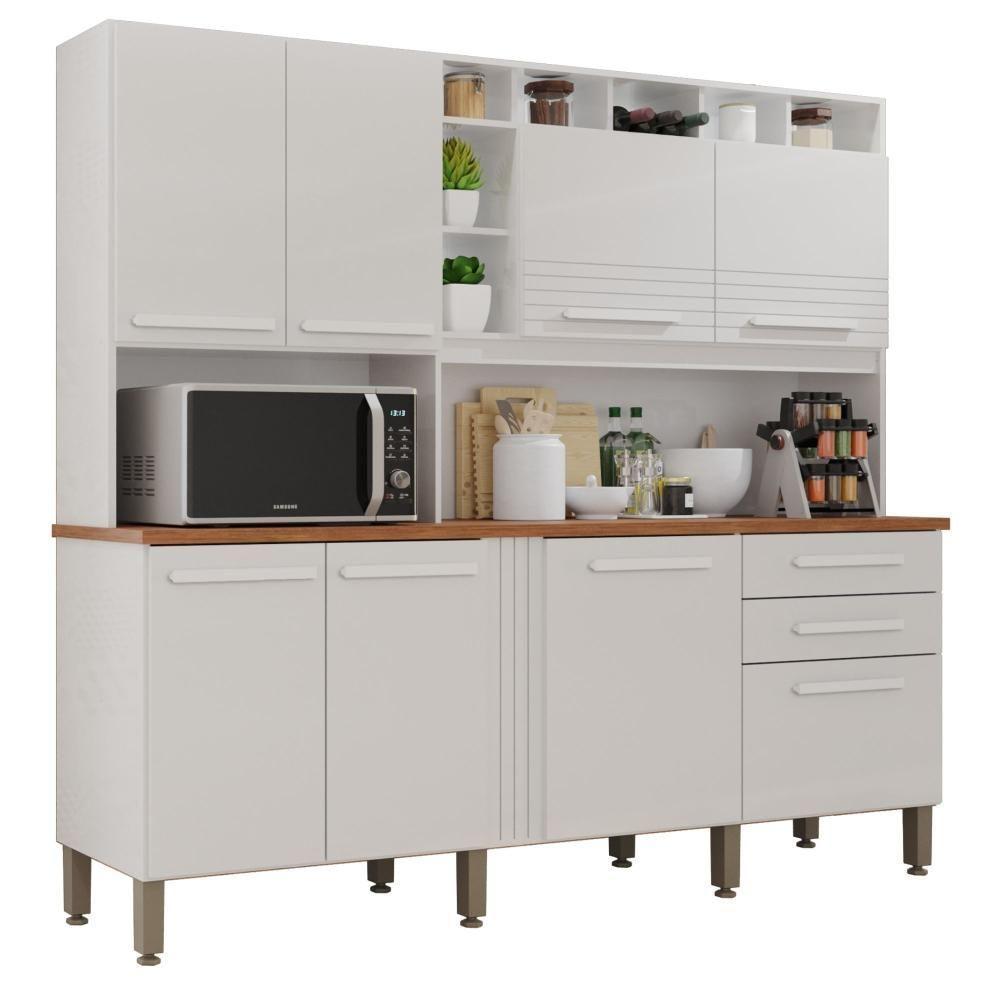 Cozinha 8 Portas 2 Gavetas Aurora Branca - 8