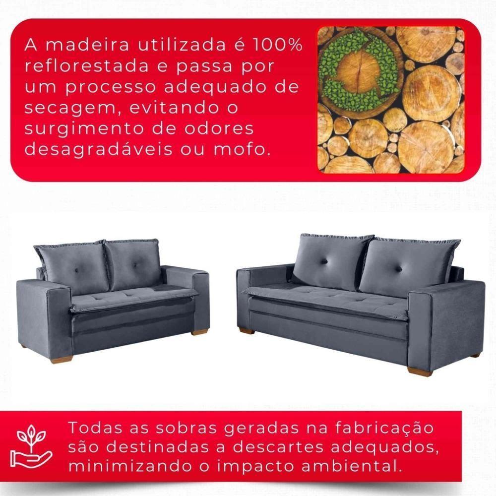 Conjunto De Sofás De 02 E 03 Lugares Unique - 2