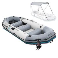 Bote Inflável Mariner 4 C/ Par Remos Bomba Capota Teto Removível Intex - 1