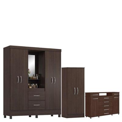 Guarda Roupa Casal Capelinha Lord Com Multiuso Viena Com Cômoda London Café - Demóbile