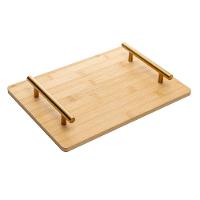 Bandeja De Bambu Com Alça De Metal Dourada 30 X 21 Cm Seattle Wolff - 1