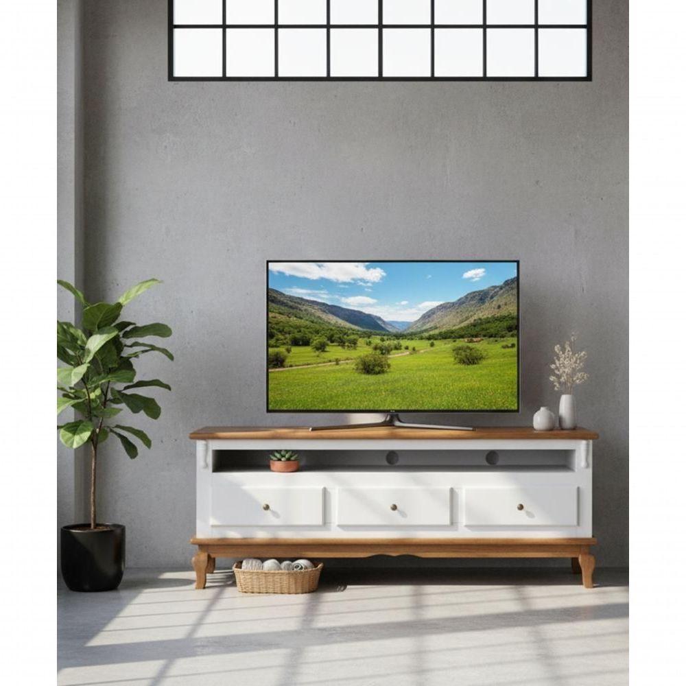 Rack 1,60 X 70 X 50 - Madeira Maciça - Móveis De Gramado - Branco-castanho - 2