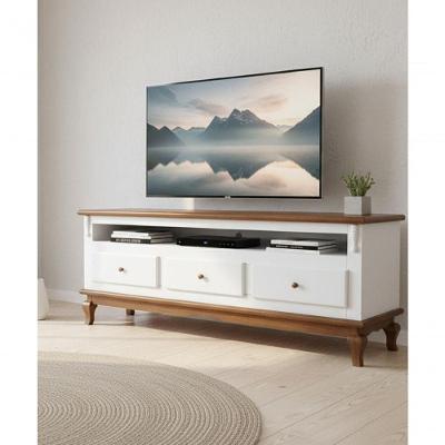 Rack 1,60 X 70 X 50 - Madeira Maciça - Móveis De Gramado - Branco-castanho