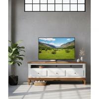 Rack 1,60 X 70 X 50 - Madeira Maciça - Móveis De Gramado - Branco-castanho - 2