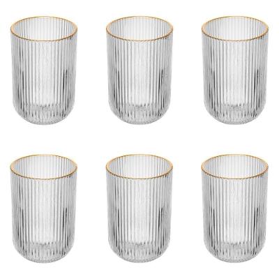 Conjunto 6 Copos Altos 430 Ml Lines Fio De Ouro Wolff