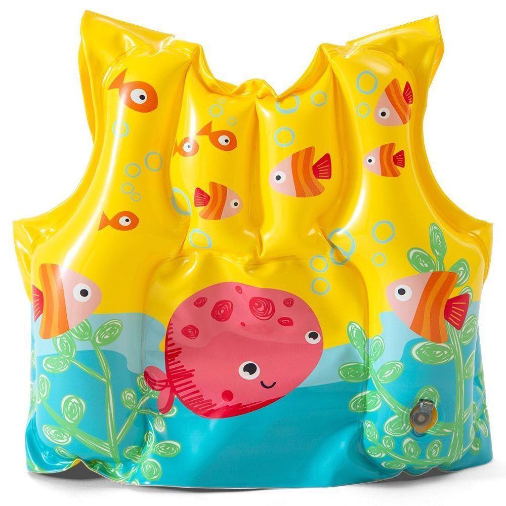 Boia Colete Infantil Peixinhos Inflável Amarelo Intex - 2